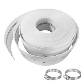 Yuragim Gewebeschlauch Ø 1 1/4 Zoll 32mm 10M Flachschlauch mit 2 Edelstahl Schlauchklemmen, Gewebeschlauchset aus Canvas und PE, für Garten, Landwirtschaft, Industrie zum Anschluss an Tauchpumpen