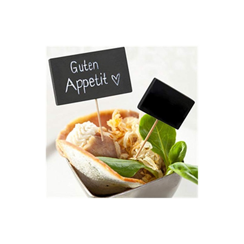PAPSTAR 87201, 100 Fingerfood-Spieße, beschreibbare Kreidetafel, Länge 9 cm, Blackboard,