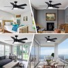 YUHAO 44 inch Black Ceiling Fan with Lights and Remote