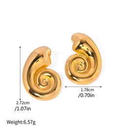 Minimalist Swirl Spiral Chunky Stud Earrings for Women 18K Gold Plated Stainless Steel Geometric Statement Studs Earring Hypoallergenic Fashion Trendy Jewelry for Birthday Holiday
