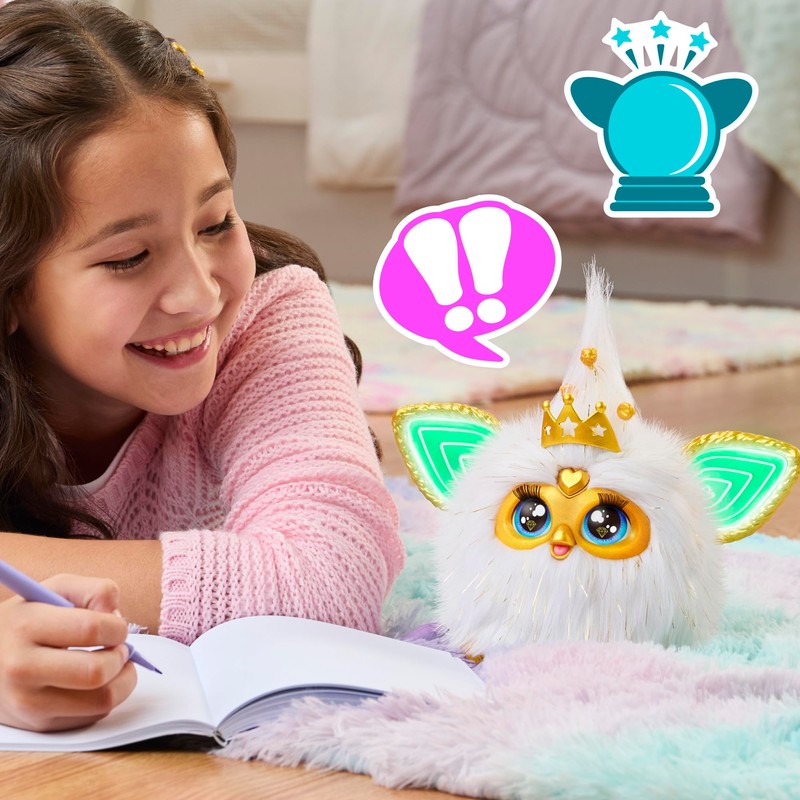 Hasbro Furby Gold Glam Interactive Plush Toy with Voice Control,