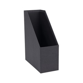 Bigso Box of Sweden Desk Organiser - Practical Document Holder Made of Fibreboard and Paper in Linen Look - Sturdy Magazine Storage with Handle - Black