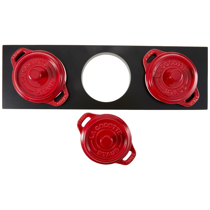 Staub Ceramic 3-pc Mini Round Cocotte Set with Stand -