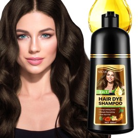Hair Dye Shampoo for Natural 500 ml, Long Lasting Hair Colour Result without Mess, Easy, Quick Hair Dyeing for Home, Ideal for Grey Hair and Dark Brown Tones (Dark Coffee)