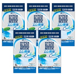 Elleair Hyper Block Mask, Stuffiness, Refreshing Coolish, Regular Size, 30 Sheets (6 Sheets x 5 Packs), PM2.5 Compatible