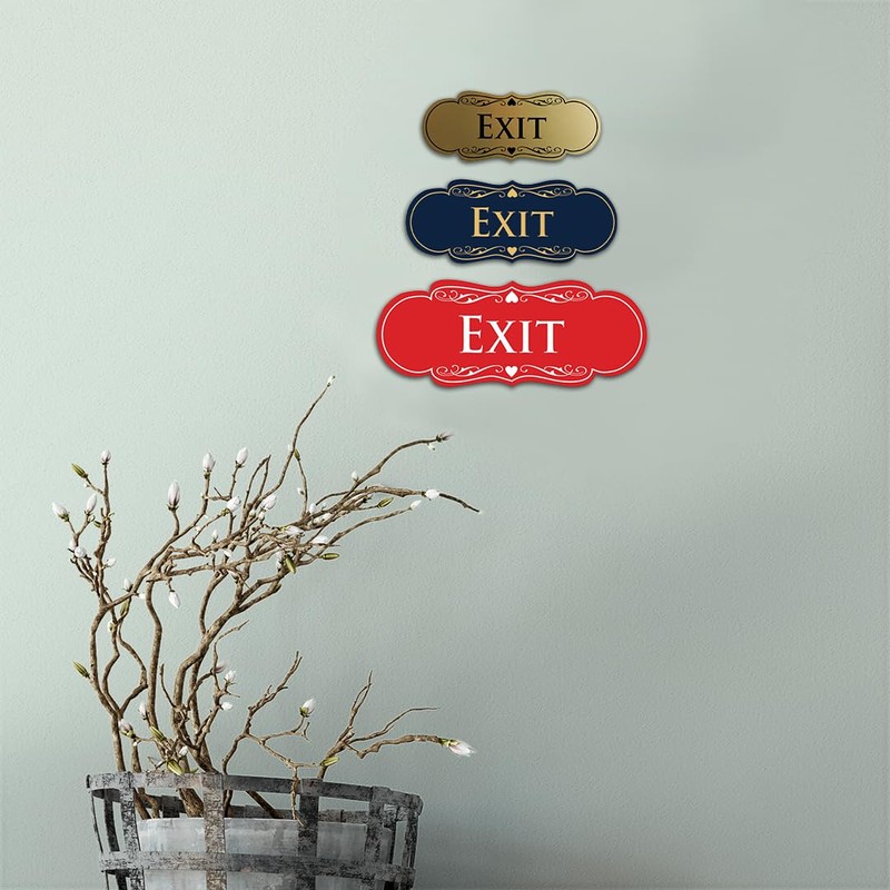 Designer EXIT Sign - Brushed Gold - Small (1 Pack)