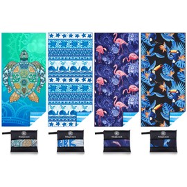 4 Pack Microfiber Lightweight Beach Towel Sand Free Quick Dry Absorbent Thin Compact Towels for Swimming Pool Camping Beach Accessories Large Easy Pack Travel Things for Vacation Essentials Gift