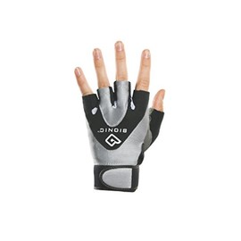 Bionic Women's StableGrip 1/2 Finger Fitness Gloves w/ NaturalFit Technology, Black (PAIR), Medium, Black/Silver