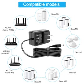12V 2A AC to DC Power Adapter for TP-Link Deco Mesh WiFi System Models S4, M3, M4, M5, M9, X20, X55, X60, X68, XE75, X90, X4300 Pro, P9