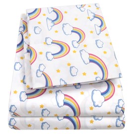 Colección 1500 Supreme - Juego de sábanas para niños y niñas, divertidos y coloridos y cómodos, bolsillo profundo, sin arrugas, ropa de cama suave y acogedora, tamaño individual, arco iris
