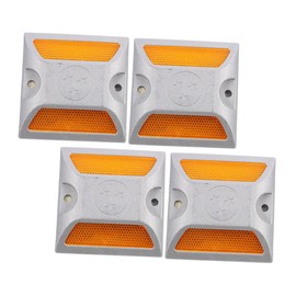 Operitacx 4pcs Reflective Cast Aluminum Road Markers for Enhanced Night Visibility Durable Pavement Studs for Safe Navigation Roads and Driveways Easy Installation and Contour Marking