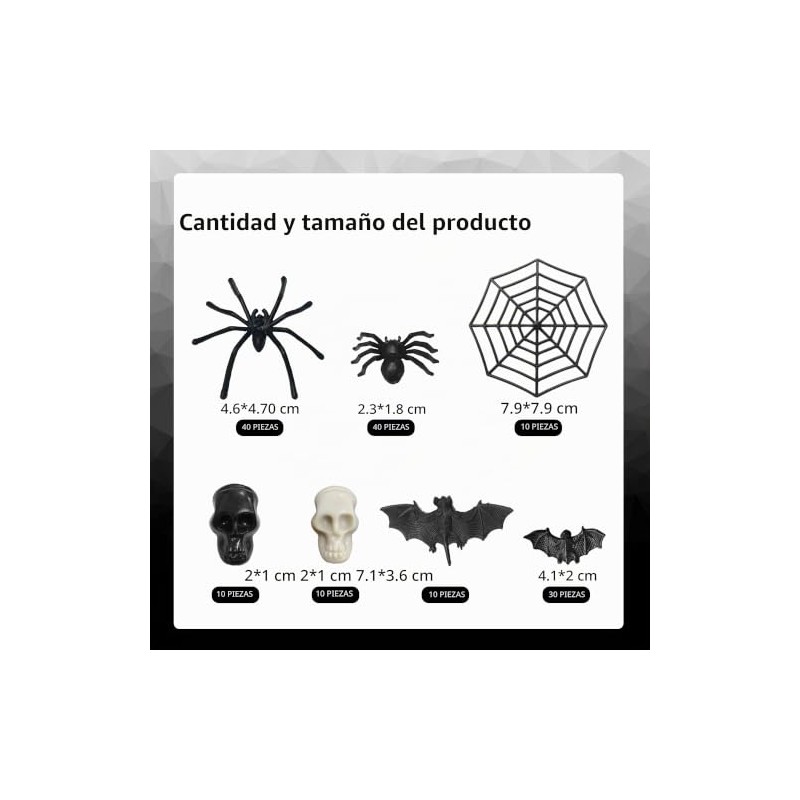 150 piezas de Halloween mini murciélagos arañas cráneo cabezas