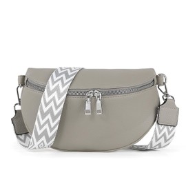 TAN.TOMI Shoulder Bag Women's Bum Bag Women's PU Leather Crossbody Bag Women's Wide Strap Women's Shoulder Bags Bum Bag Women's Stylish Belt Bag Women's Elegant, gray