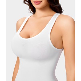 Gotoly Shapewear Women's Tummy Control Strong Shaping Body Shaper High Elasticity Shaping Bodice Body Seamless Shaping Bodysuits Waist Cincher Sculpting Bodysuit, White