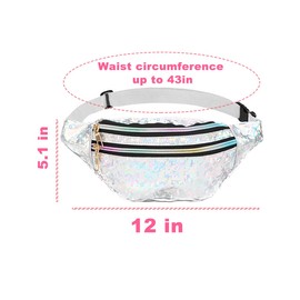Fanny Pack Holographic with Heart Sunglasses,Waterproof Adjustable Belts Crossbody Waist Bag for Women Men Daily Wear, Bachelor Party (white)