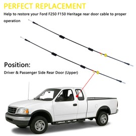 Rear Door Upper Latch Cable Left and Right Side Compatible with 1997-2003 Ford F150 2004 F150 Heritage 1997-1999 F250 Door Upper Latch Cables Replaces# 6L3Z18264A26A 6L3Z18264A27A