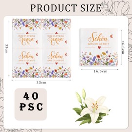 ENYACOS Pack of 40 Serviettes Schön Dass Du Da Bist - Vintage Flower Napkins 33 x 33 cm - Napkins Wedding, Birthday, Christening, Garden Party, Spring - Table Decoration Birthday (A)