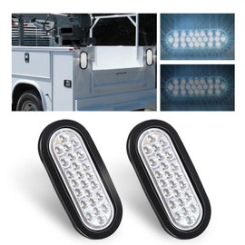 Wodvyss 2PCS 6" Inch White 24 LED Oval Reverse Backup Turn Tail Fog Marker Lights, Flush Mount Clear Lens Rubber Grommet, IP67 Waterproof for DC 12-24V Truck Submersible Trailer Light