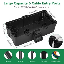 Havenso Medium and Small Outdoor Electrical Box, IP54 Waterproof, Extension Cord Cover Protect Power Strip, String Lights, Timer, Plug, Black