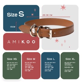AMIKOO | Collar para Perro | Diseño Artesanal Mexicano | Hecho de Piel Vegana | Compra con Causa | Accesorios para Perros | Cruelty Free | Café | Talla S