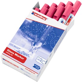 edding 95 Glass Markers - Pink - 10 Pens - Bullet Tip 1.5-3 mm - for Writing and Marking on Glass Surfaces such as Windows, Glass Boards, Whiteboards - Dry Wipe