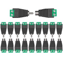 Aiqeer 10 Pairs RCA Connector Adapter Set, RCA Male Plug and Female Socket to AV Screw Terminal Block Audio/Video Connector Adapter, for CCTV Security Camera System