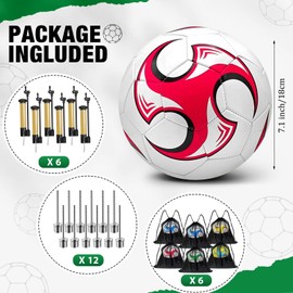 6 Pack Operation Deflated Christmas Soccer Ball with Pump for Child,Items Bulk Deals Soccer Balls,Classic Soccer Balls Size 3 with Mesh Sport Bag Pump Needle for Shoebox Gift Fillers Charity Donations