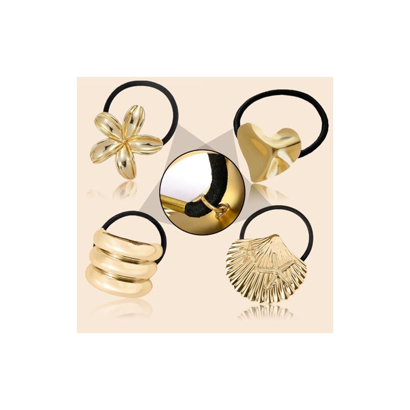 8 Pcs ligas para cabello de Metal,Elásticas Diademas Doradas Metal