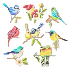 CattleyaHQ Pack of 8 Birds Appliques, Exquisite Embroidered Birds Patches, Sew & Iron on Birds Embellishment Patches, DIY Trim for Clothes, Socks, Bags and Shoes