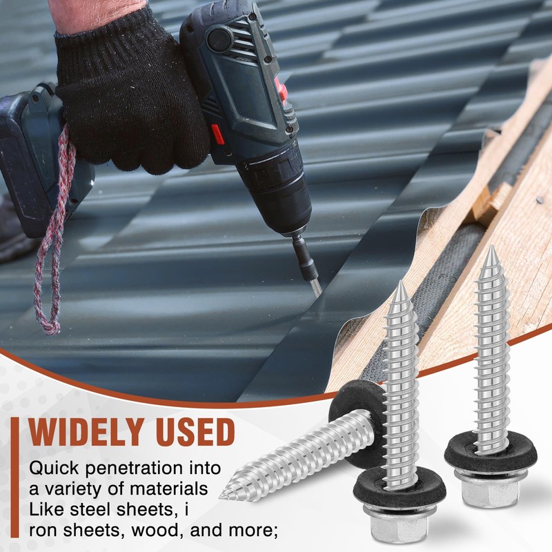 Zonon 250 Pcs Metal Roofing Screws #14 x 1-1/2 Inch
