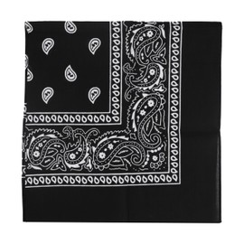 Motique Accessories 22 Inch Cotton Paisley Bandana - Black
