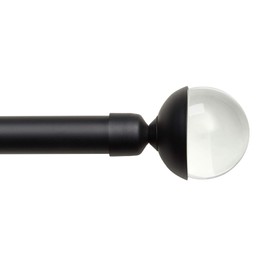 Exclusive Home Eleanor Curtain Rod and Finial Set, Matte Black, Adjustable 66"-120"