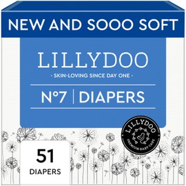 LILLYDOO Baby Diapers - Size 7 (33+ lbs), Half-Monthly Supply (51 Count), Leak Protection, Skin-Friendly, Ultrasoft, Perfume- & Chlorine-Free, Hypoallergenic, dermatologically Tested, Oeko-TEX®