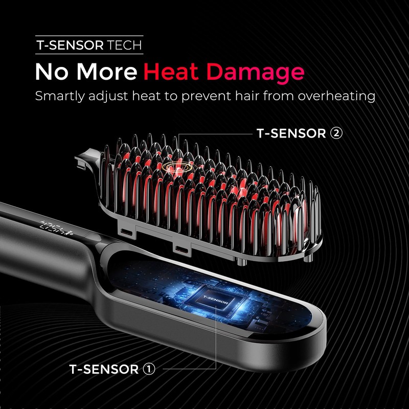 TYMO Hair Straightener Brush - Upgraded Ionic Compact Straightening Brush