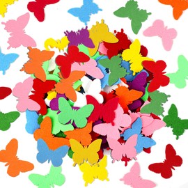 FuWeave 200 Pcs Colorful Felt Butterfly Die Cut Embellishment Multicolor Fabric Embellishments 2.2 Inch Felt Butterflies Pads Appliques for Spring Summer Home Classroom Wall Craft Project
