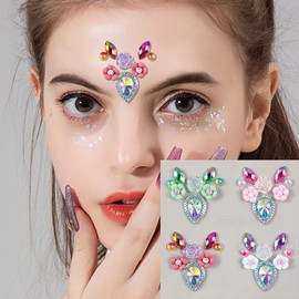 16 Clors Rainbow 3D Rhinestone Crystal Tattoo Sticker Eyebrow drill Glitter Eyeliner Eyebrow Makeup Face Eyes Diamond Temporary Tattoo for Women Festival Accessory DIY Decorations