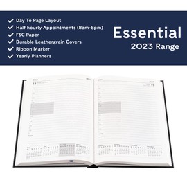 Collins Essential A5 Day to Page With Appointments 2023 Diary - Maroon - Calendar Year Weekly Diary, Journal and Planner for business, office and personal