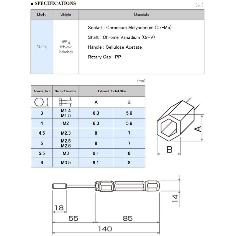 ENGINEER DK-14 Engineer Precision Nut Driver Set, Compatible with 0.1