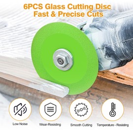SUNJOYCO 6 PCS Glass Cutting Disc, 4'' Diamond Blade, Ultra-Thin Saw Blade Wheel for Angle Grinder Cutting and Grinding Glass Jade Crystal Tile Ceramic