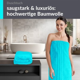 Lashuma Cotton Hand Towels 70 x 140 cm, London Large Bath Towels, Set of 2, Turquoise - Lagoons