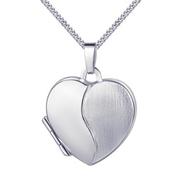 Haus der Herzen Locket 925 Silver Heart to Open for Picture Insert/2 Photos Amulet, Sterling Silver, No Gemstone