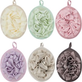 6 piezas de esponja de baño puf de malla de puf de ducha exfoliante cuerpo Loofah ducha Scrubber Ball guante de ducha con flor bola de baño (multicolor)