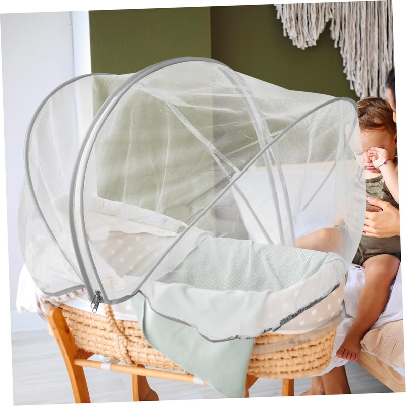 SHOWERORO Bassinet Cover with Zipper Lightweight Crib Tent for Sleeping