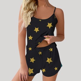 Celucke Women Summer Pajama Sets, Soft Comfortable Sleepwear Short Sleeve Button Down Nightwear Loungewear with Floral Print Shorts Home Outfit, Satin Pyjamas For Women, Pj Shorts Set