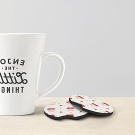 Car Cup Holder Coaster, Absorbent Car Coasters for Cup Holders, Rubber Drink Coasters with Finger Notch Auto Accessories Universal 2.7" 2PCS - Cherry Bow