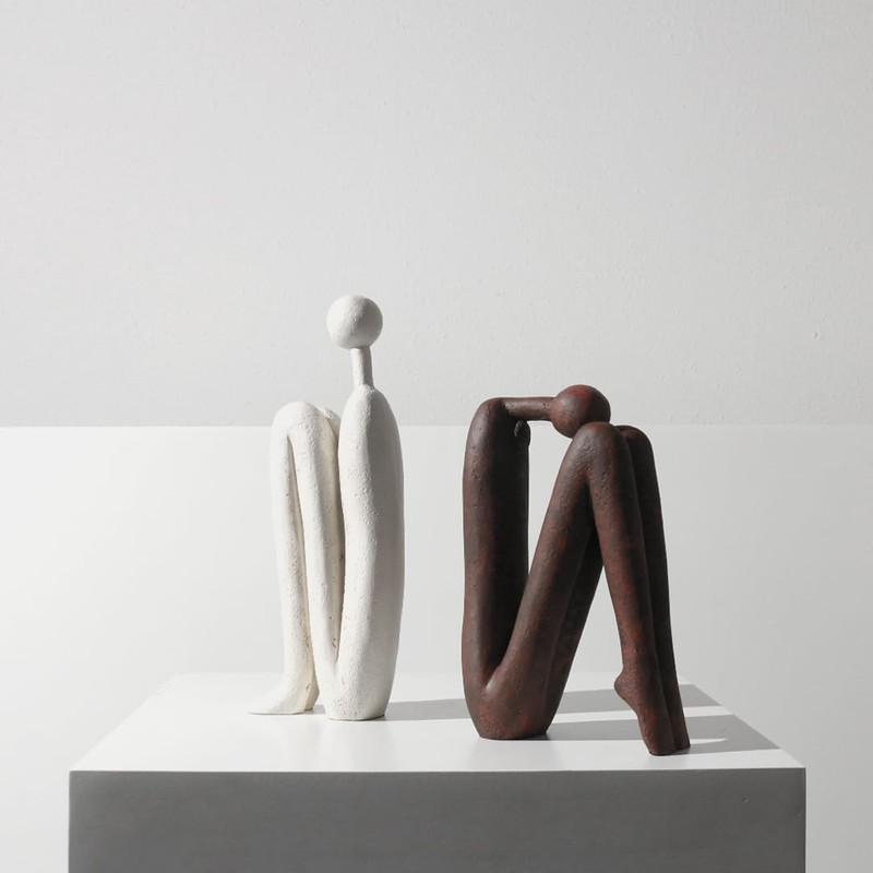 Decorative Bookends for Shelves，Bookends for Heavy Books Resinous Thinker Statue,Book