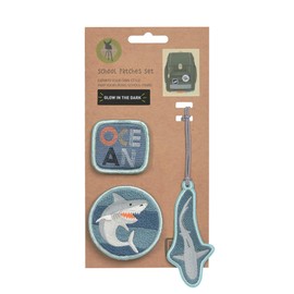 LÄSSIG Pendant and patches set (3 pieces) with press stud/school patches set, Shark, Bag charm