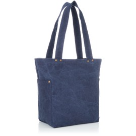 F Style F-SD010554-096 Canvas Tote Bag with Stars and Stripes Patch 1, blue
