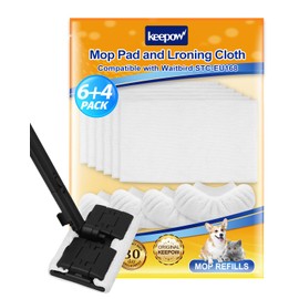 KEEPOW Reusable Microfiber Mop Pads Compatible with Waitbird STC-EU168, Microfiber Cleaning Replacement Pads 6 Pack & 4 Pack Ironing Cloths, for Multi-Surface Floor Cleaning, (Mop is Not Included)