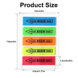1000pcs Please Sign Here Tabs, Reusable Arrow Flag Tabs Colored Tabs Date Tabs for Planner Tape Flags Sign Here Easy to Post for Notary Books Paper (5 Colors)